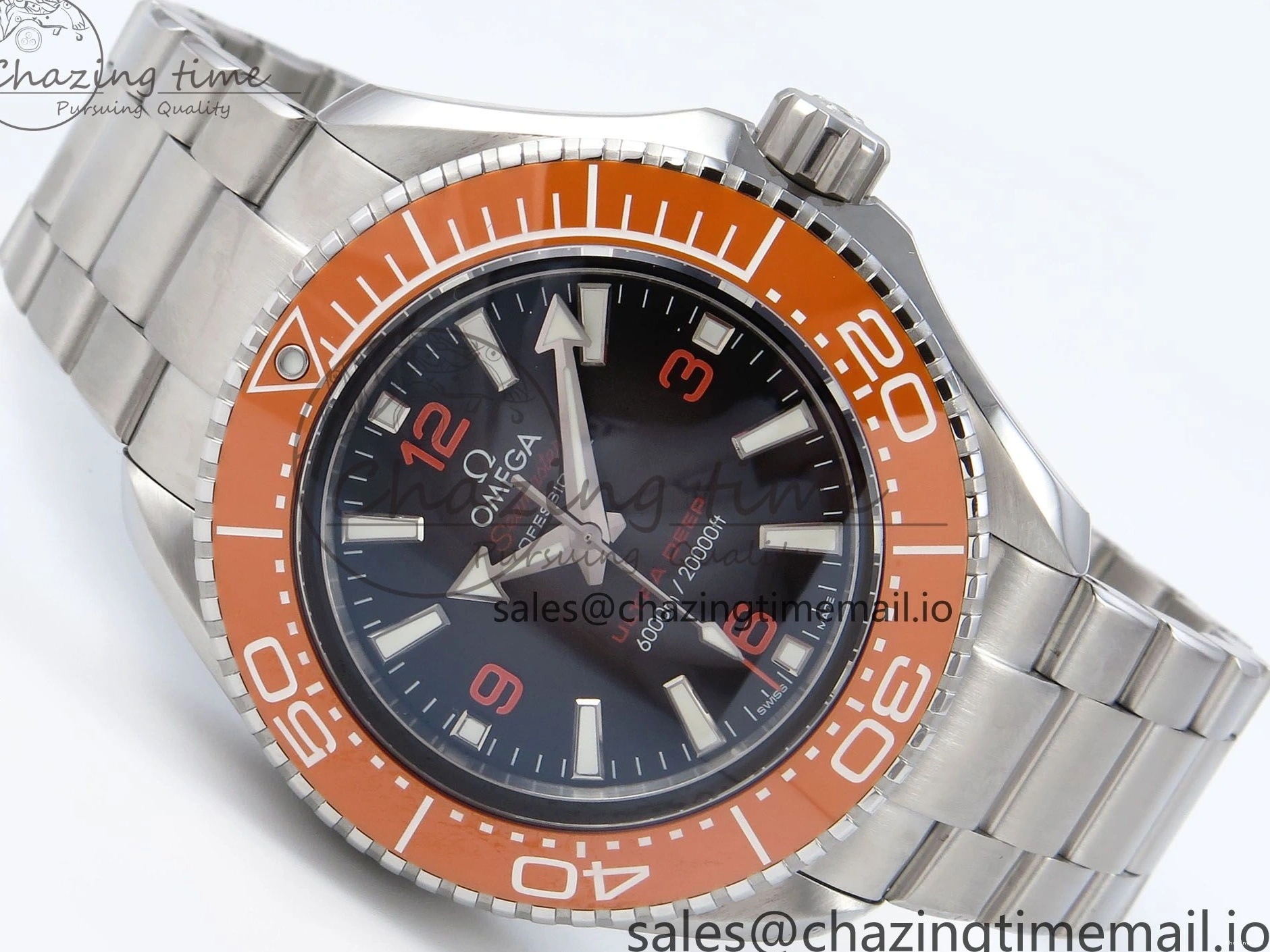0523 Seamaster 6000M Ultra Deep SS VRF 1:1 Best Edition Gray Dial Orange Bezel on SS Bracelet A8912 Super Clone NewStyle 7687